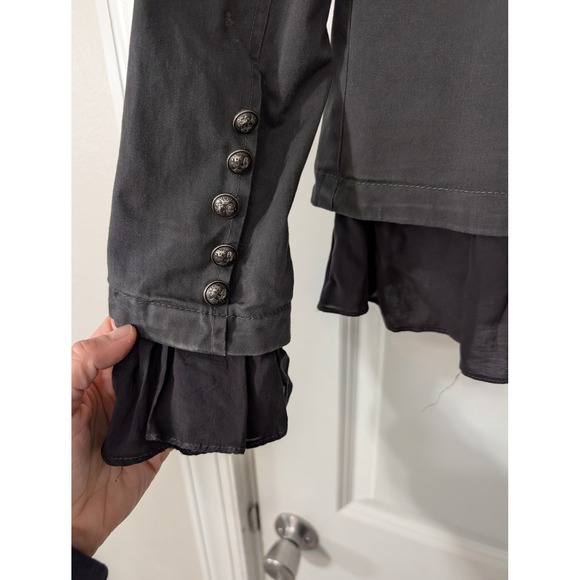 Free People Ruffled Romance Military Jacket Blazer Gray Size Small steampunk - Picture 10 of 10